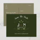 Groene botanische bos bruiloft Save The Date Aankondigingskaart (Voorkant / Achterkant)