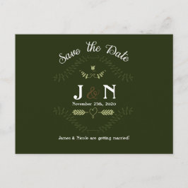 Groene botanische bos bruiloft Save The Date Aankondigingskaart