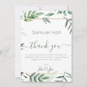 Groene Botanische bruiloft Dank u Tafel Kaart (Voorkant)