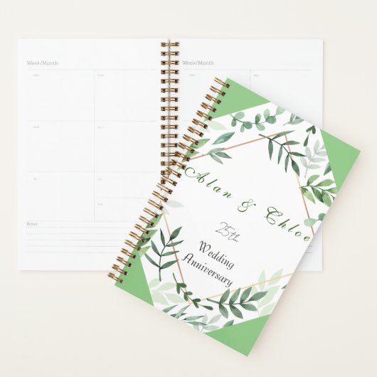 Groene Botanische Bruiloft Jubileum Gift Planner (Display)