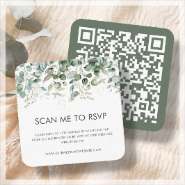 Groene Botanische | Bruiloft RSVP QR Code Informatiekaartje