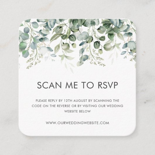 Groene Botanische | Bruiloft RSVP QR Code Informatiekaartje (Voorkant)