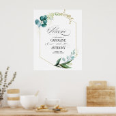 Groene botanische bruiloft Welkomstbord Poster (Keuken)