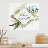 Groene botanische bruiloft Welkomstbord Poster (Keuken)