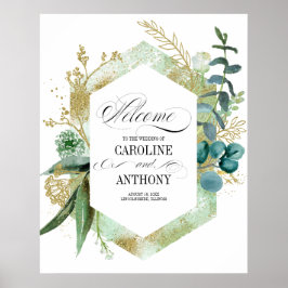 Groene botanische bruiloft Welkomstbord Poster