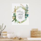 Groene botanische bruiloft Welkomstbord Poster (Keuken)