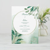 Groene Botanische Cirkel Waterverf bruiloft Kaart (Staand voorkant)
