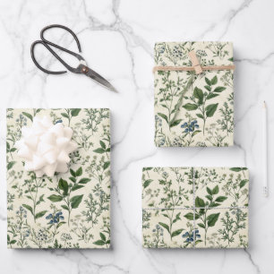Groene Botanische Cottagecore Bruidsfeest Verjaard Inpakpapier Vel