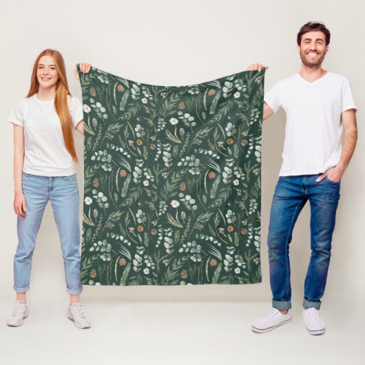 Groene botanische elegante moderne familie cadeau  fleece deken (In situ)
