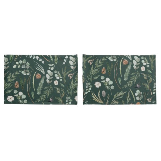 Groene botanische elegante moderne familie rustige kussensloop (Achterkant-Set)