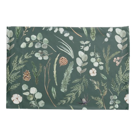 Groene botanische elegante moderne familie rustige kussensloop (Achterkant-Links)