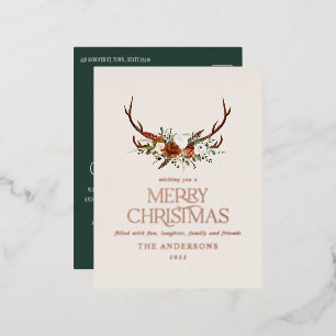 Groene botanische elegante vlek rustige moderne folie feestdagen briefkaart