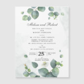 Groene botanische eucalyptus bruiloft magnetische uitnodiging (Voorkant)