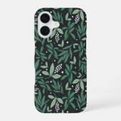 Groene botanische fernenvulling en wit berry patro iPhone 16 hoesje (Achterkant)