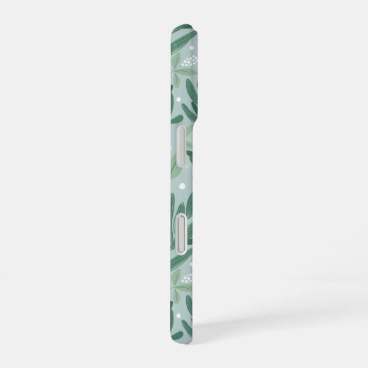 Groene botanische fernenvulling en wit berry patro iPhone 16 hoesje (Rechterkant)