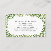 Groene botanische Floral Design Florist Visitekaartje (Achterkant)