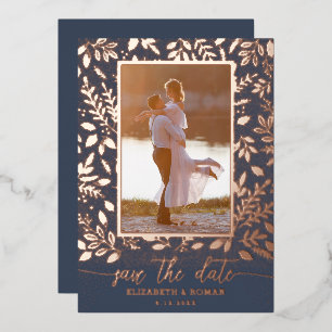 Groene Botanische Foto Save the Date Folie Uitnodiging