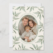 Groene  Botanische Foto Vrolijk Kerstfeest Feestdagenkaart (Voorkant)