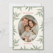 Groene Botanische Foto Vrolijk Kerstfeest Feestdagenkaart (Voorkant)