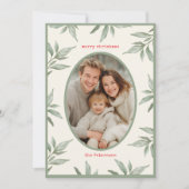 Groene  Botanische Foto Vrolijk Kerstfeest Feestdagenkaart (Voorkant)