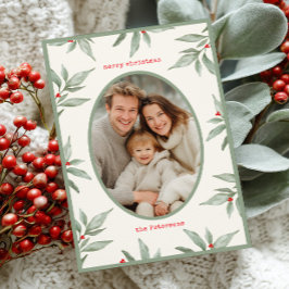 Groene  Botanische Foto Vrolijk Kerstfeest Feestdagenkaart