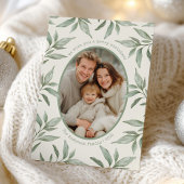 Groene  Botanische Foto Vrolijk Kerstfeest Feestdagenkaart