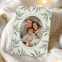 Groene  Botanische Foto Vrolijk Kerstfeest Feestdagenkaart