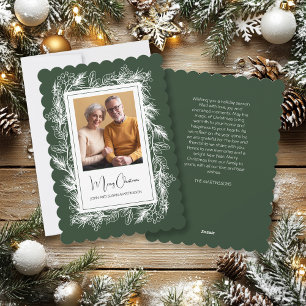 Groene  Botanische Foto Vrolijk Kerstfeest Feestdagenkaart