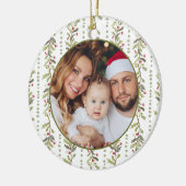Groene Botanische Fotografie Kerstmis Keramisch Ornament (Links)