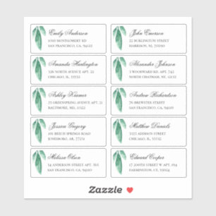 Groene botanische gasten adres. Adresstickers Sticker