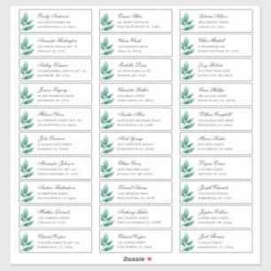 Groene botanische gasten adres. Adresstickers Sticker