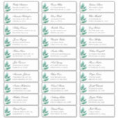 Groene botanische gasten adres. Adresstickers Sticker (Voorkant)