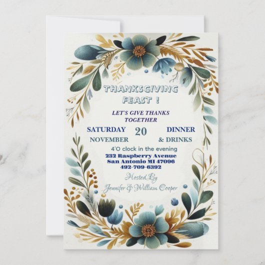 Groene botanische gebladerte Herfst Thanksgiving F Kaart (Voorkant)