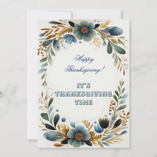 Groene botanische gebladerte Herfst Thanksgiving F Kaart (Achterkant)