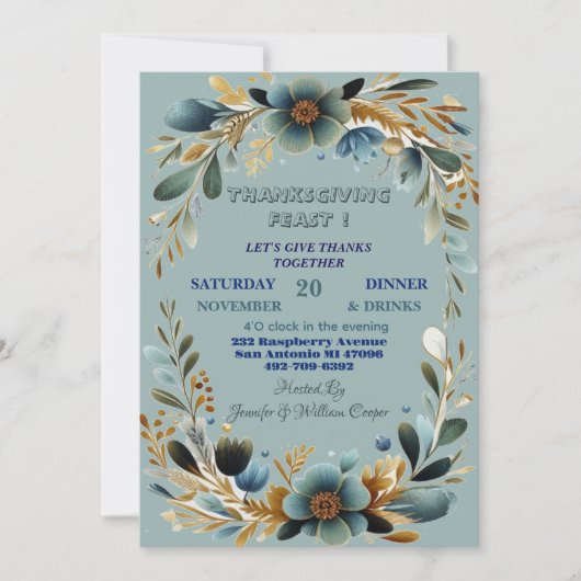 Groene botanische gebladerte Herfst Thanksgiving F Kaart (Voorkant)