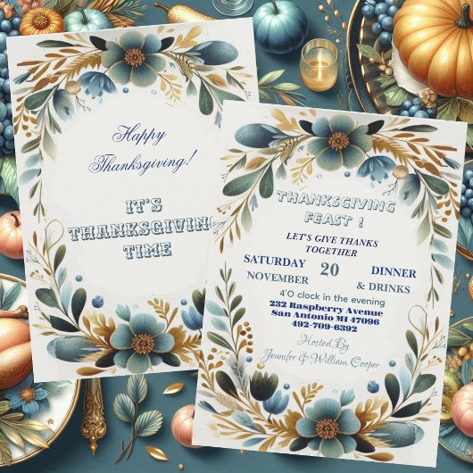 Groene botanische gebladerte Herfst Thanksgiving F Kaart