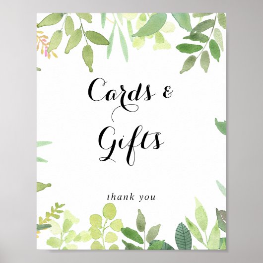 Groene Botanische Gebladerte Kaarten en Cadeaus Bo Poster (Voorkant)