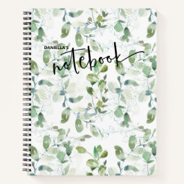 Groene Botanische Gebladerte Watercolor Notitieboe Notitieboek