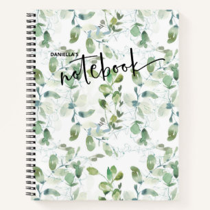 Groene Botanische Gebladerte Watercolor Notitieboe Notitieboek