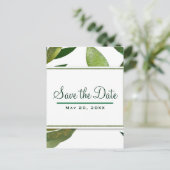 Groene Botanische Glam Plantenbladeren Save the Da Aankondigingskaart (Staand voorkant)