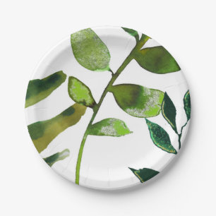 Groene botanische glamour plant bladeren elegante  papieren bordje