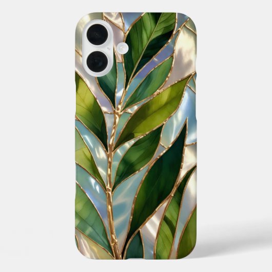 Groene botanische glas-in-lood telefoonhoes Case-Mate iPhone case (Achterkant)