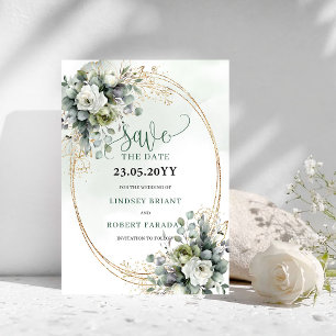 Groene Botanische Gouden Loof Save The Date