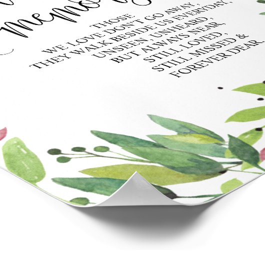 Groene Botanische Herdenkingsteken ter nagedachten Poster (Hoek)