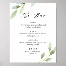 Groene Botanische Huwelijksbar Menu Bord Poster