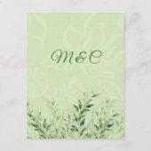 Groene botanische huwelijksdetail bijgevoegde kaar informatiekaartje (Achterkant)