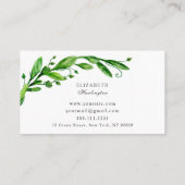 Groene botanische kaart. Bloemgroen. tuin Visitekaartje (Achterkant)