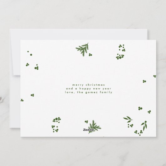 Groene Botanische Kerst Lijst Foto Gelukkigste Feestdagenkaart (Achterkant)