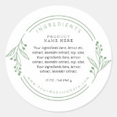 Groene Botanische Krans Ingrediënten Label Sticker (Voorkant)