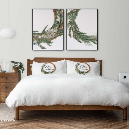 Groene botanische kreupelachtig script mrs kussensloop